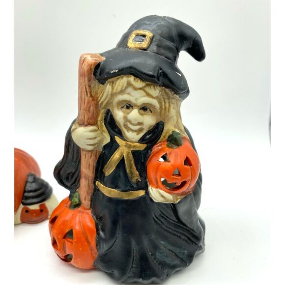 Vintage Halloween Ceramic votive  set of‎ two witch and pumpkin - Picture 2 of 6